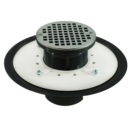 Jones Stephens 4in. Heavy Duty PVC Drain Base with 3-1/2in. Plastic Spud and 5in. Chrome Plated Strainer D53475